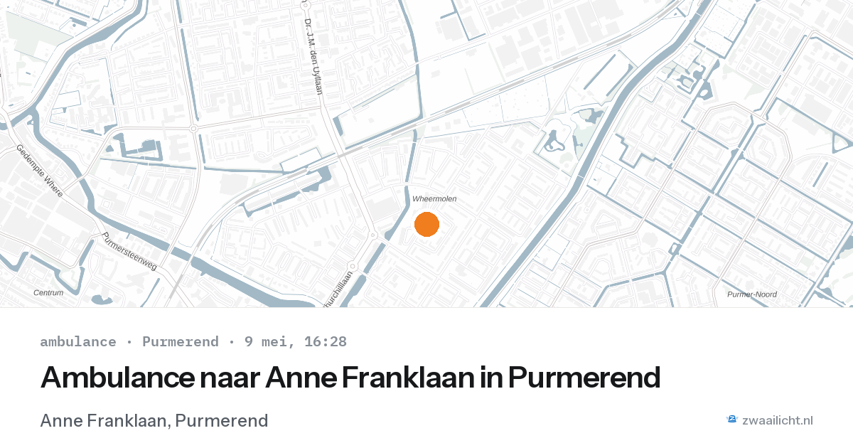 Ambulance naar Anne Franklaan in Purmerend — 9 mei 2026