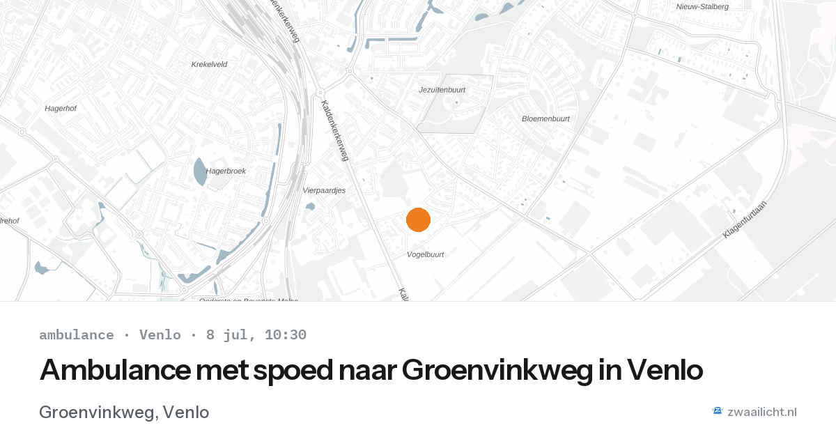 Ambulance met spoed naar Groenvinkweg in Venlo — 8 jul 2026