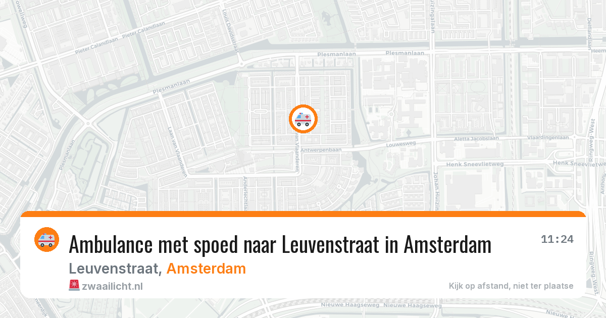 Ambulance met spoed naar Leuvenstraat in Amsterdam — 24 mei 2026