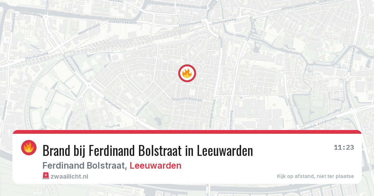 Brand bij Ferdinand Bolstraat in Leeuwarden — 23 jul 2026