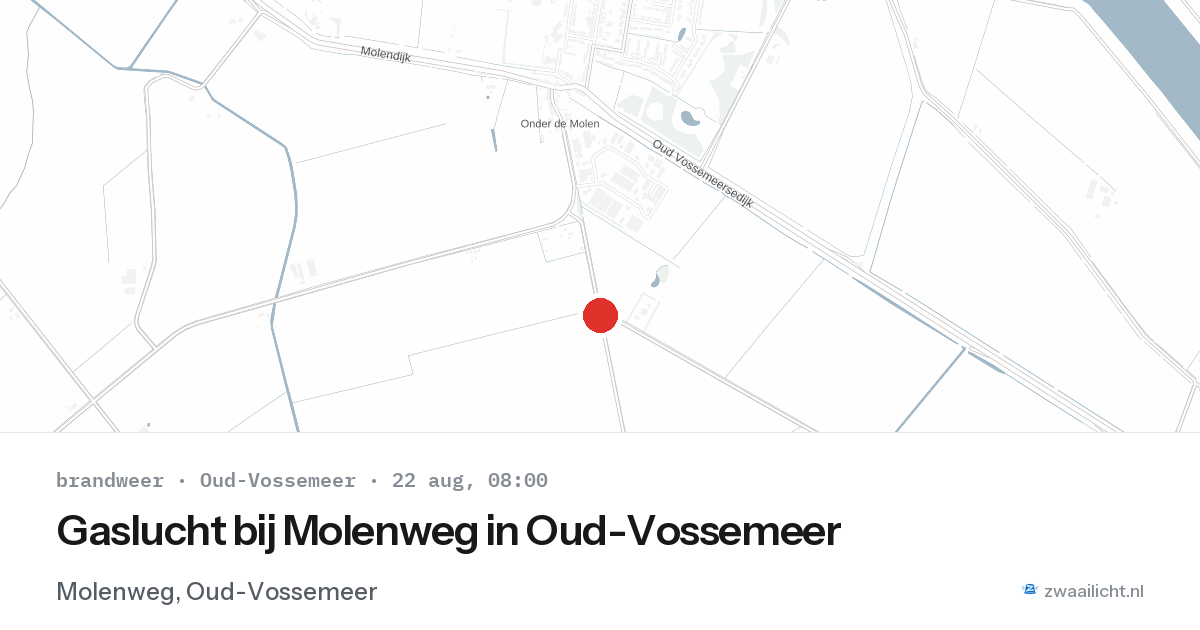 Gaslucht bij Molenweg in Oud-Vossemeer — 22 aug 2026