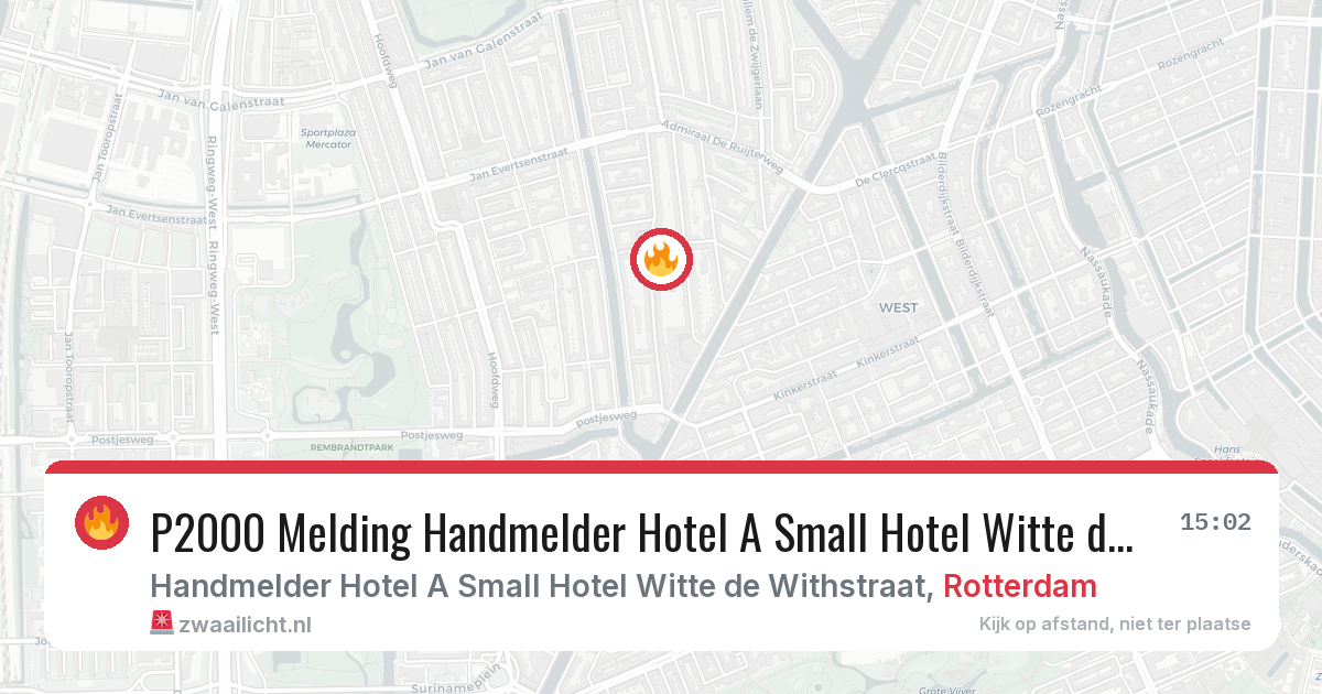 P2000 Melding Handmelder Hotel A Small Hotel Witte de Withstraat, Rotterdam — 8 feb 2026