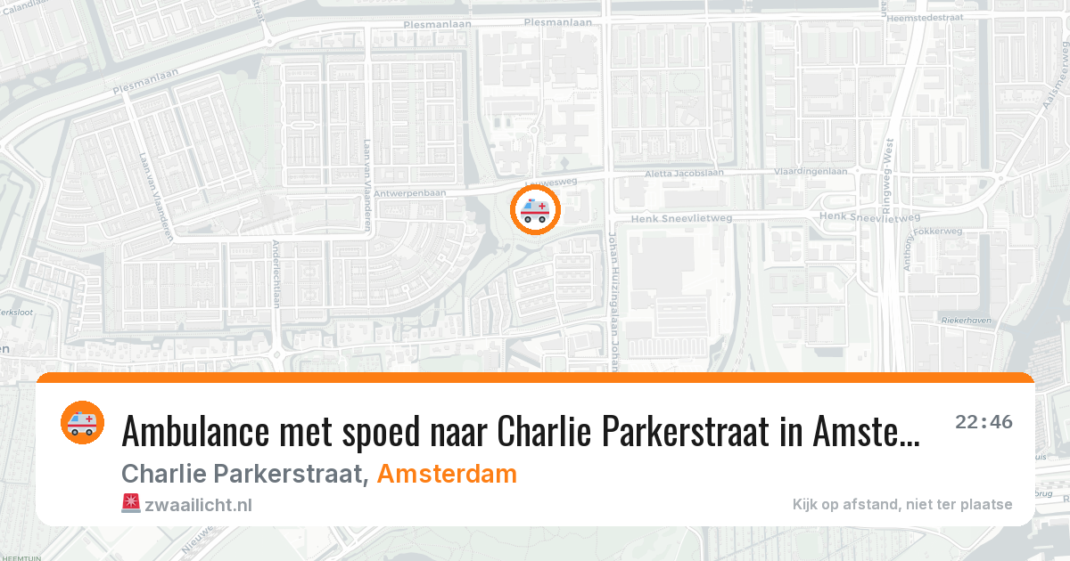 Ambulance met spoed naar Charlie Parkerstraat in Amsterdam — 21 mrt 2026