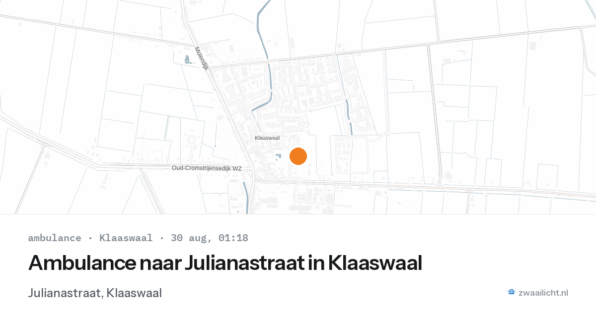 Ambulance naar Julianastraat in Klaaswaal — 29 aug 2026