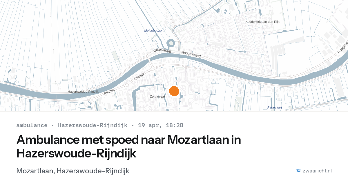 Ambulance met spoed naar Mozartlaan in Hazerswoude-Rijndijk — 19 apr 2026