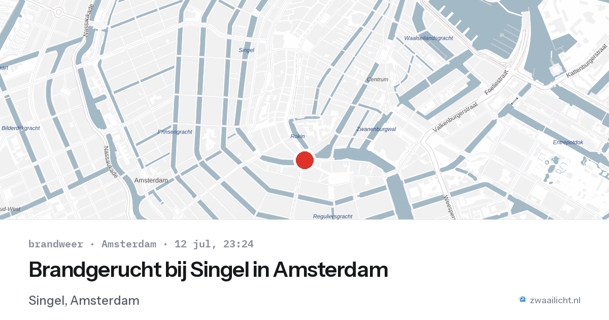 Brandgerucht bij Singel in Amsterdam — 12 jul 2026