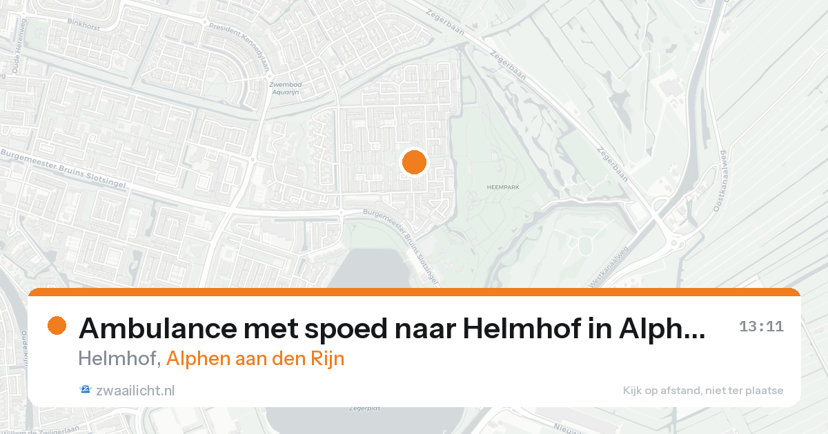 Ambulance met spoed naar Helmhof in Alphen aan den Rijn — 15 aug 2026
