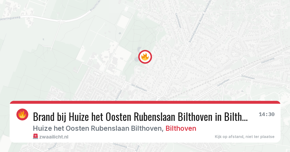 Brand bij Huize het Oosten Rubenslaan Bilthoven in Bilthoven — 25 mei 2026
