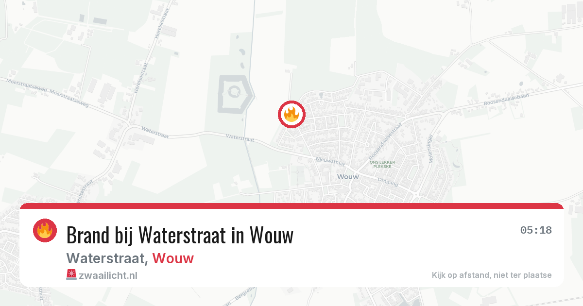 Brand bij Waterstraat in Wouw — 29 jul 2026