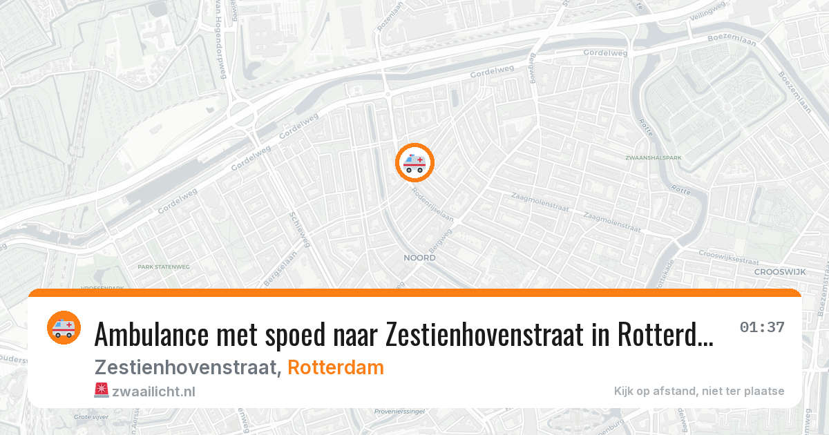 Ambulance met spoed naar Zestienhovenstraat in Rotterdam — 22 mrt 2026