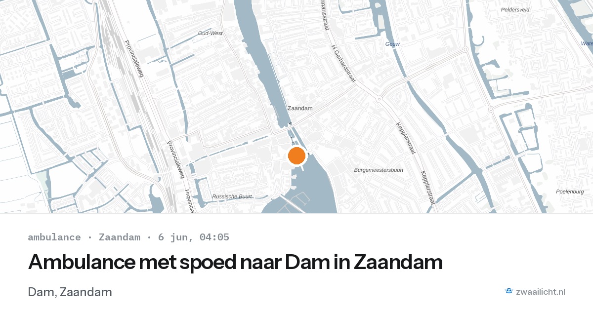 Ambulance met spoed naar Dam in Zaandam — 6 jun 2026