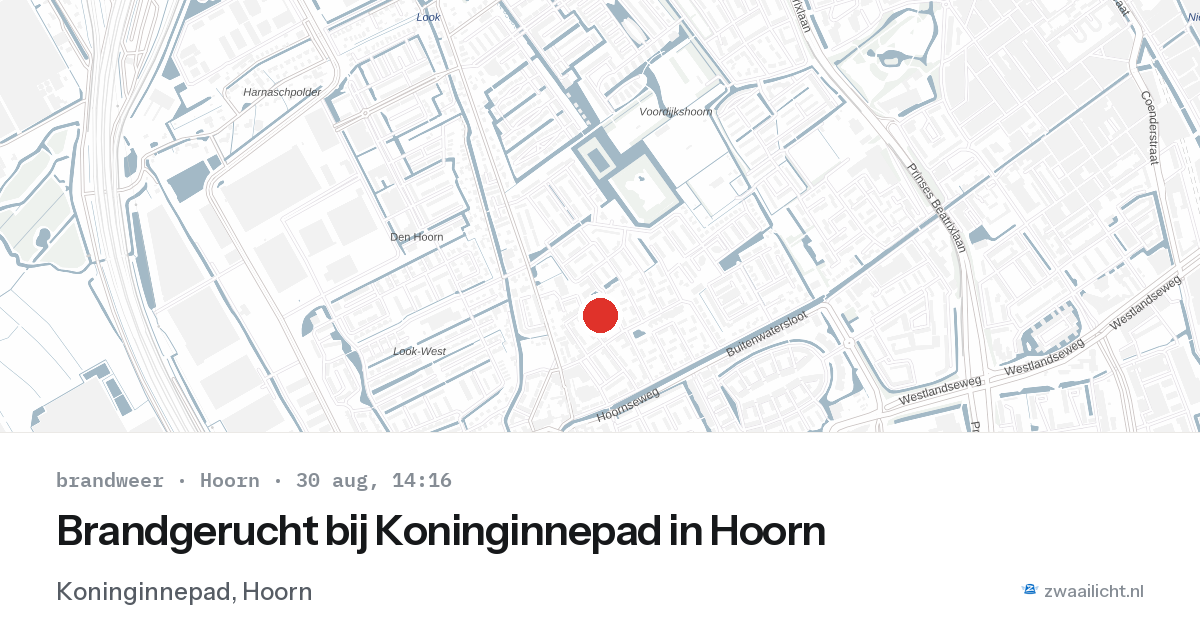 Brandgerucht bij Koninginnepad in Hoorn — 30 aug 2026