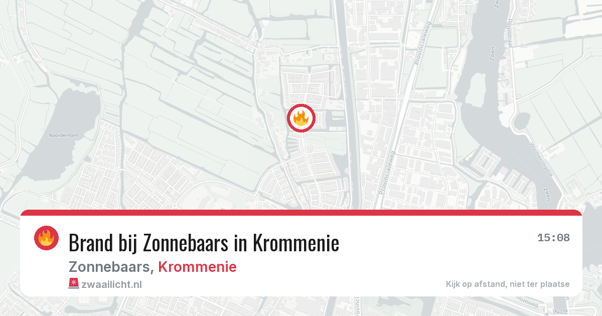 Brand bij Zonnebaars in Krommenie — 13 aug 2026