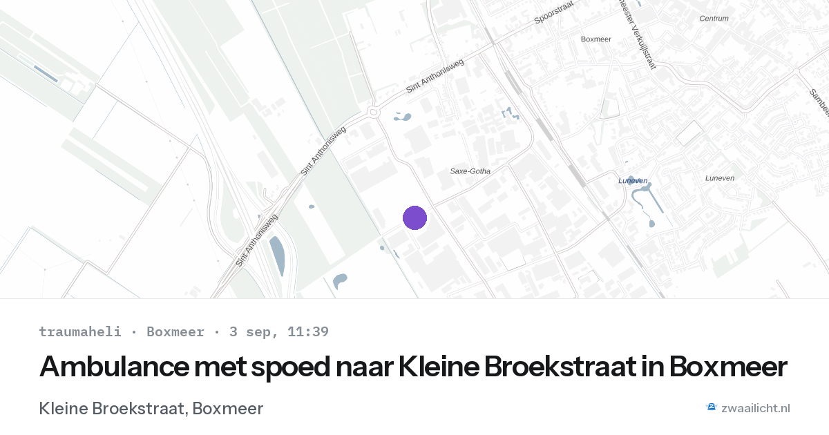 Ambulance met spoed naar Kleine Broekstraat in Boxmeer — 3 sep 2026