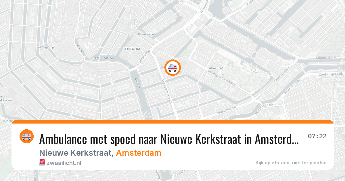 Ambulance met spoed naar Nieuwe Kerkstraat in Amsterdam — 14 aug 2026