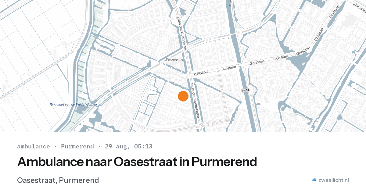 Ambulance naar Oasestraat in Purmerend — 29 aug 2026