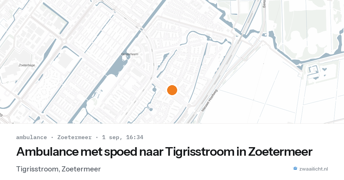 Ambulance met spoed naar Tigrisstroom in Zoetermeer — 1 sep 2026