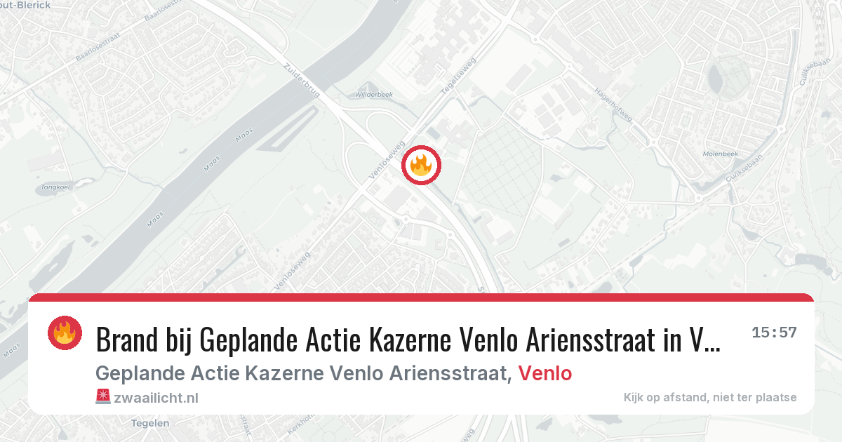 Brand bij Geplande Actie Kazerne Venlo Ariensstraat in Venlo — 21 mei 2026
