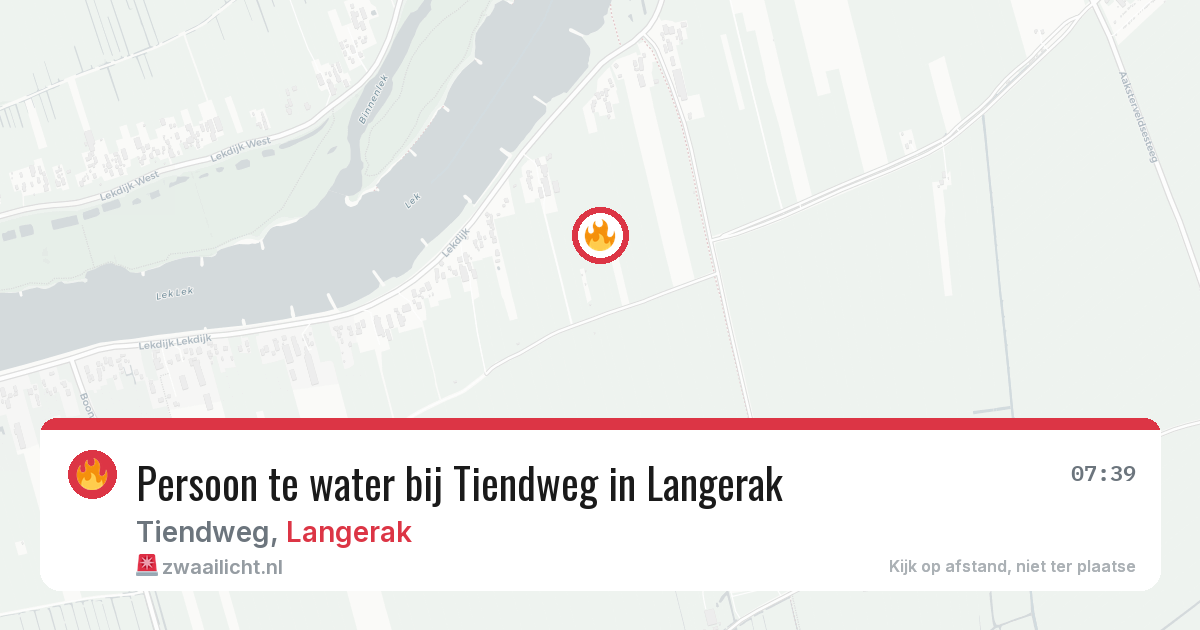 Persoon te water bij Tiendweg in Langerak — 12 mrt 2026