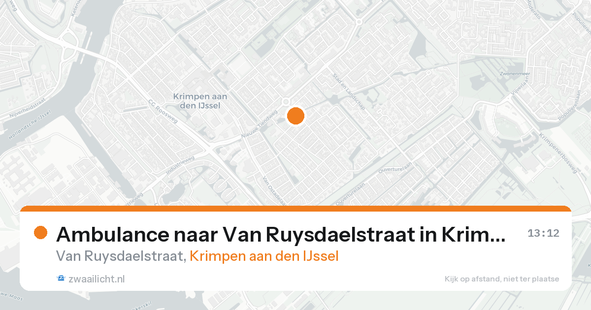 Ambulance naar Van Ruysdaelstraat in Krimpen aan den IJssel — 20 aug 2026