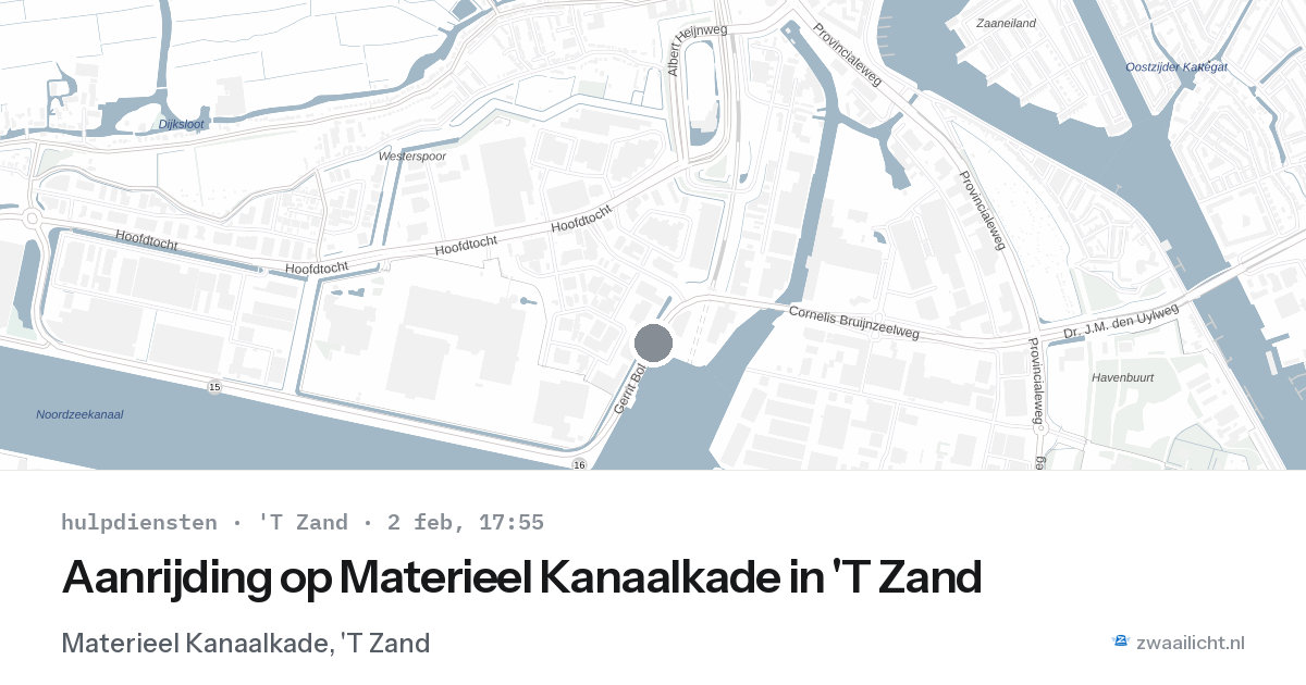 Aanrijding op Materieel Kanaalkade in 'T Zand — 2 feb 2026
