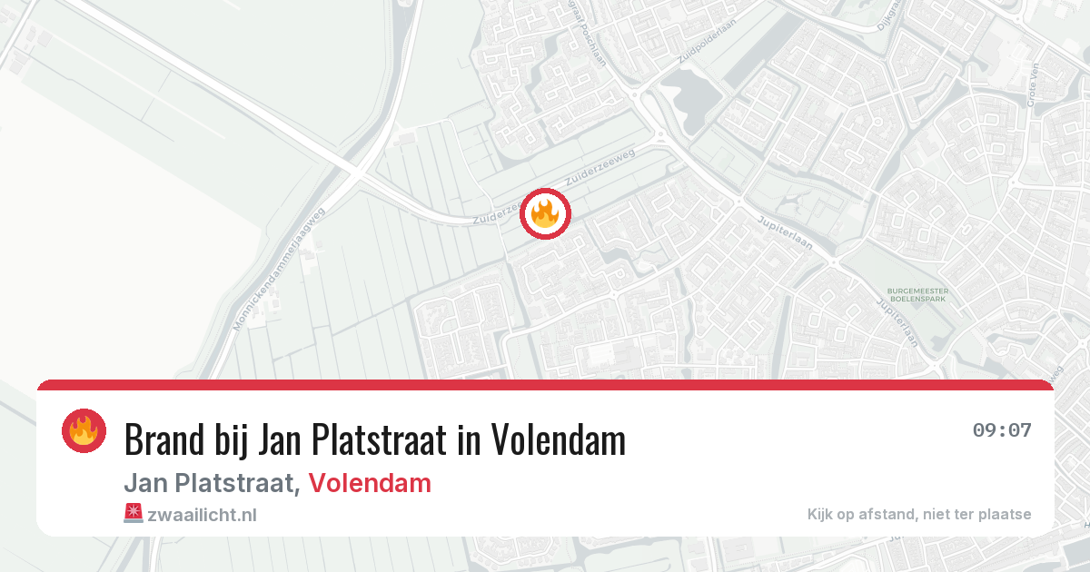 Brand bij Jan Platstraat in Volendam — 1 aug 2026