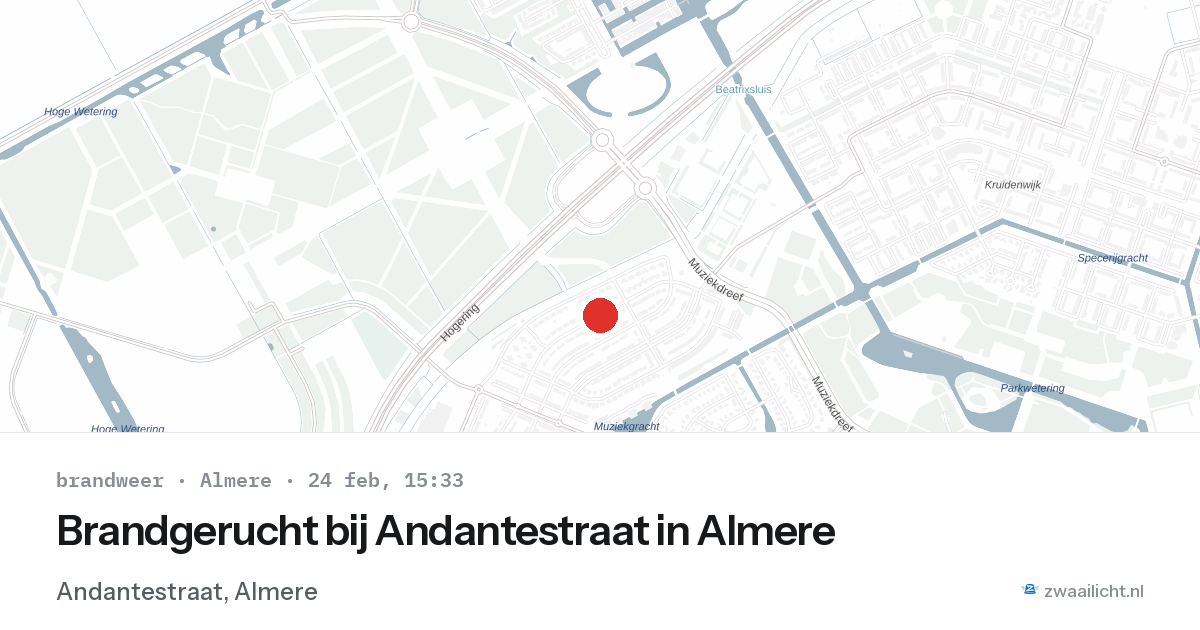 Brandgerucht bij Andantestraat in Almere — 24 feb 2026