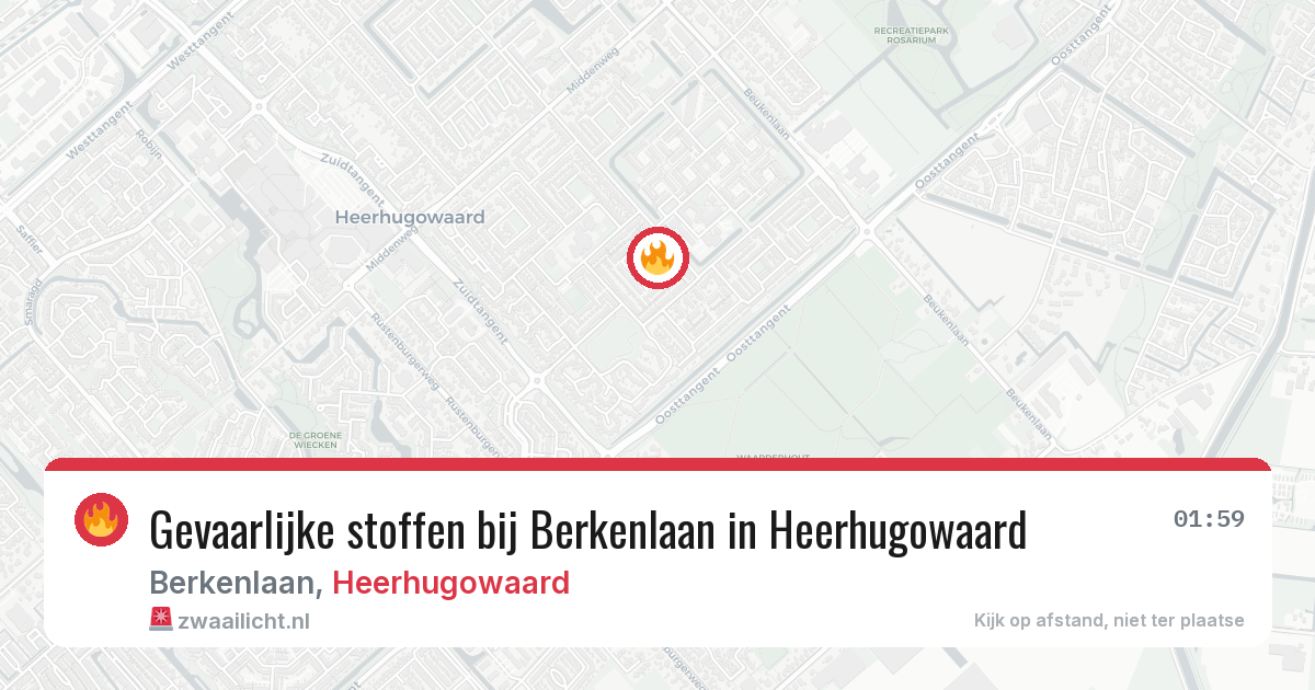 Gevaarlijke stoffen bij Berkenlaan in Heerhugowaard — 17 jul 2026
