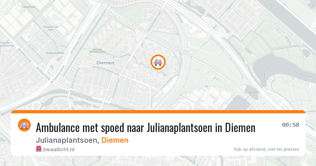 Ambulance met spoed naar Julianaplantsoen in Diemen — 19 jun 2026