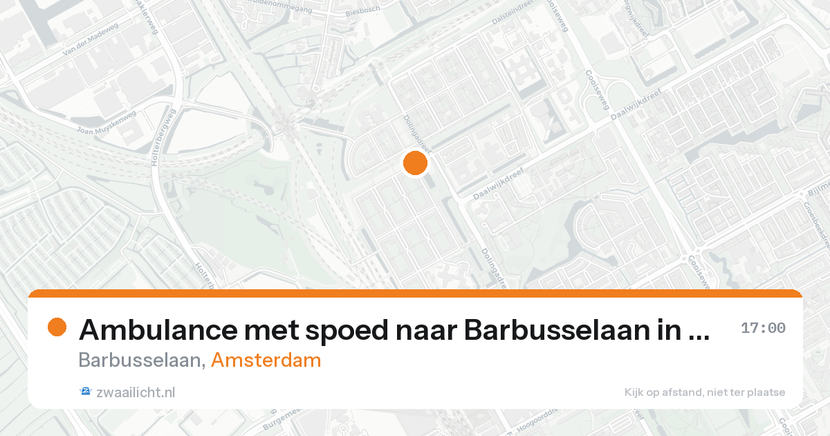 Ambulance met spoed naar Barbusselaan in Amsterdam — 17 aug 2026
