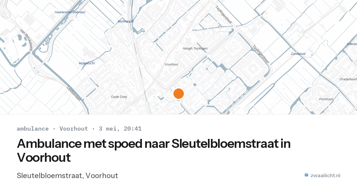 Ambulance met spoed naar Sleutelbloemstraat in Voorhout — 3 mei 2026