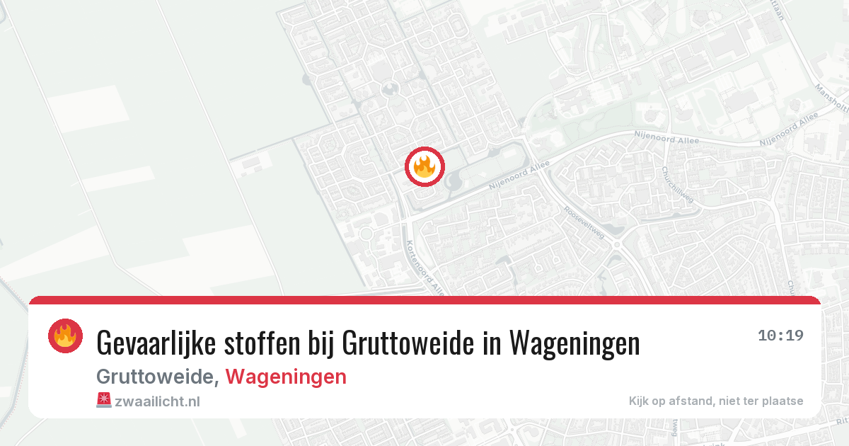 Gevaarlijke stoffen bij Gruttoweide in Wageningen — 31 mrt 2026