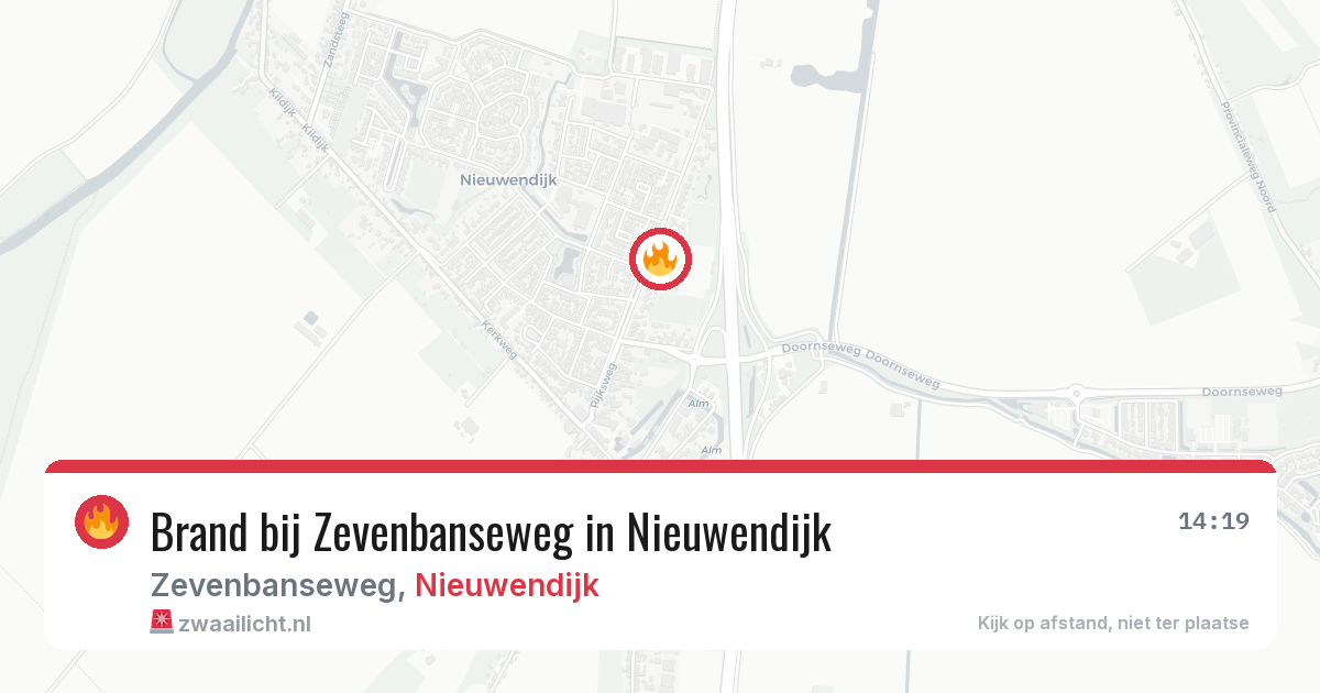 Brand bij Zevenbanseweg in Nieuwendijk — 17 jul 2026
