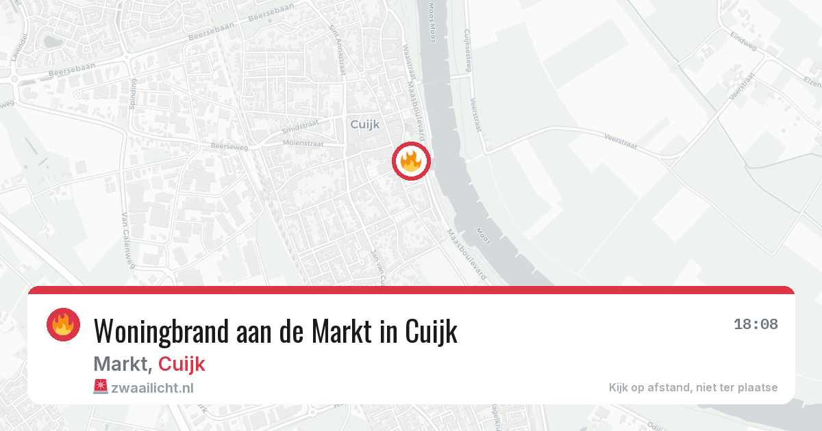 Woningbrand aan de Markt in Cuijk — 20 apr 2026