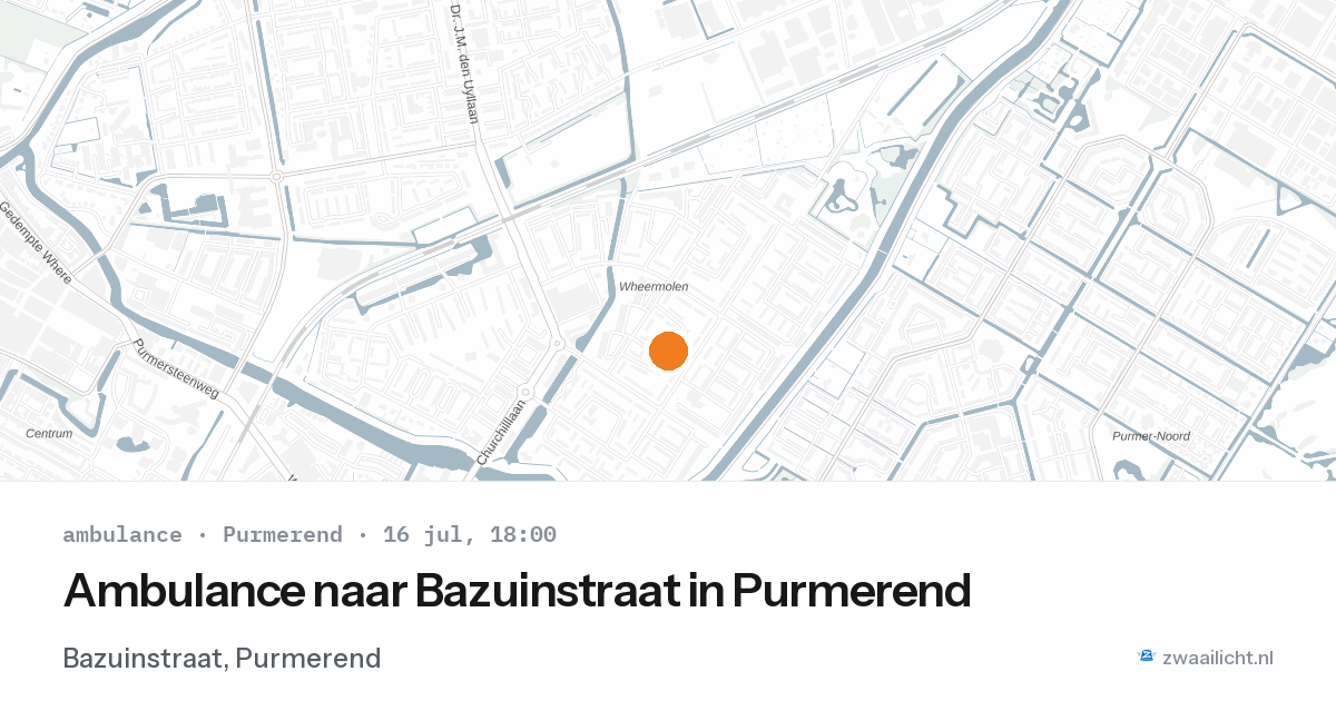 Ambulance naar Bazuinstraat in Purmerend — 16 jul 2026