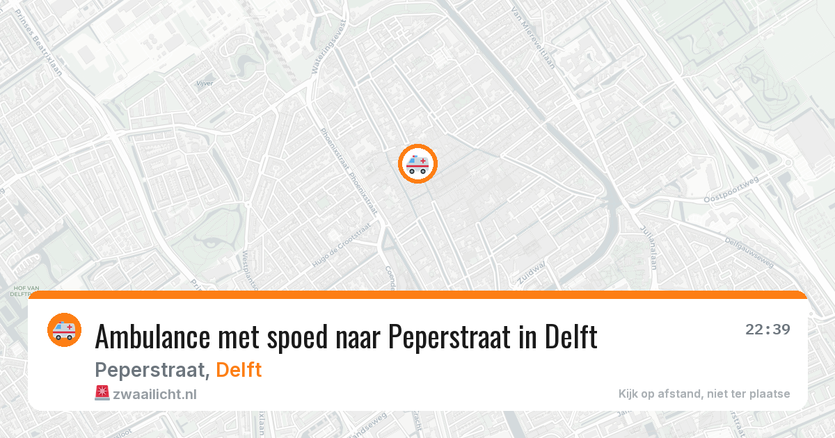 Ambulance met spoed naar Peperstraat in Delft — 19 mei 2026