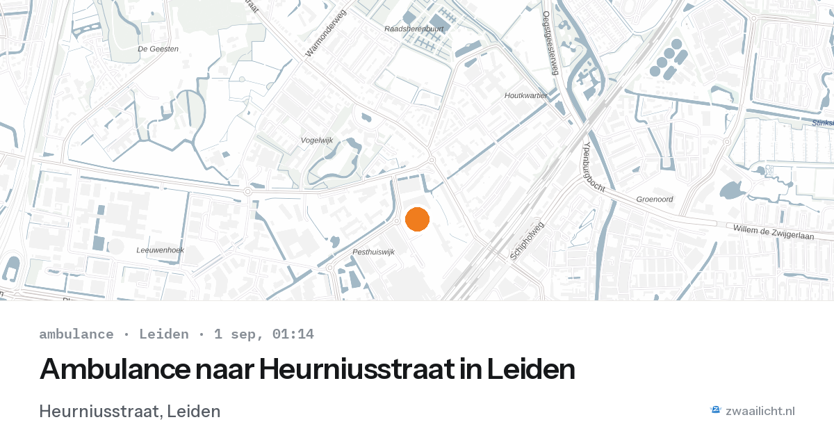 Ambulance naar Heurniusstraat in Leiden — 31 aug 2026