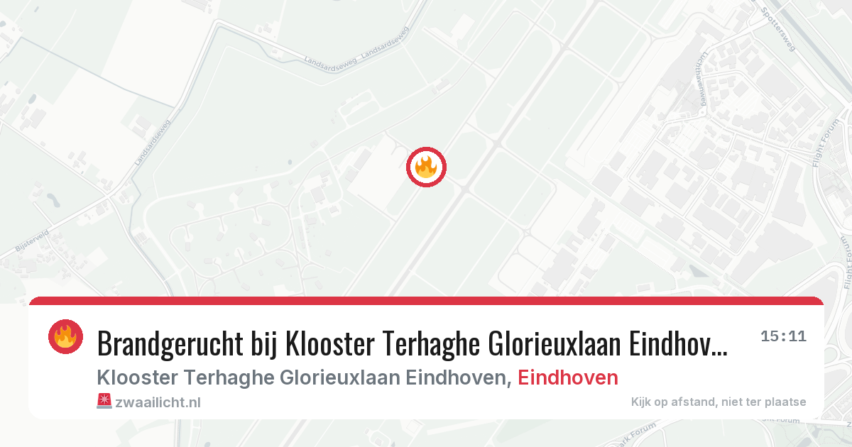 Brandgerucht bij Klooster Terhaghe Glorieuxlaan Eindhoven in Eindhoven — 1 aug 2026