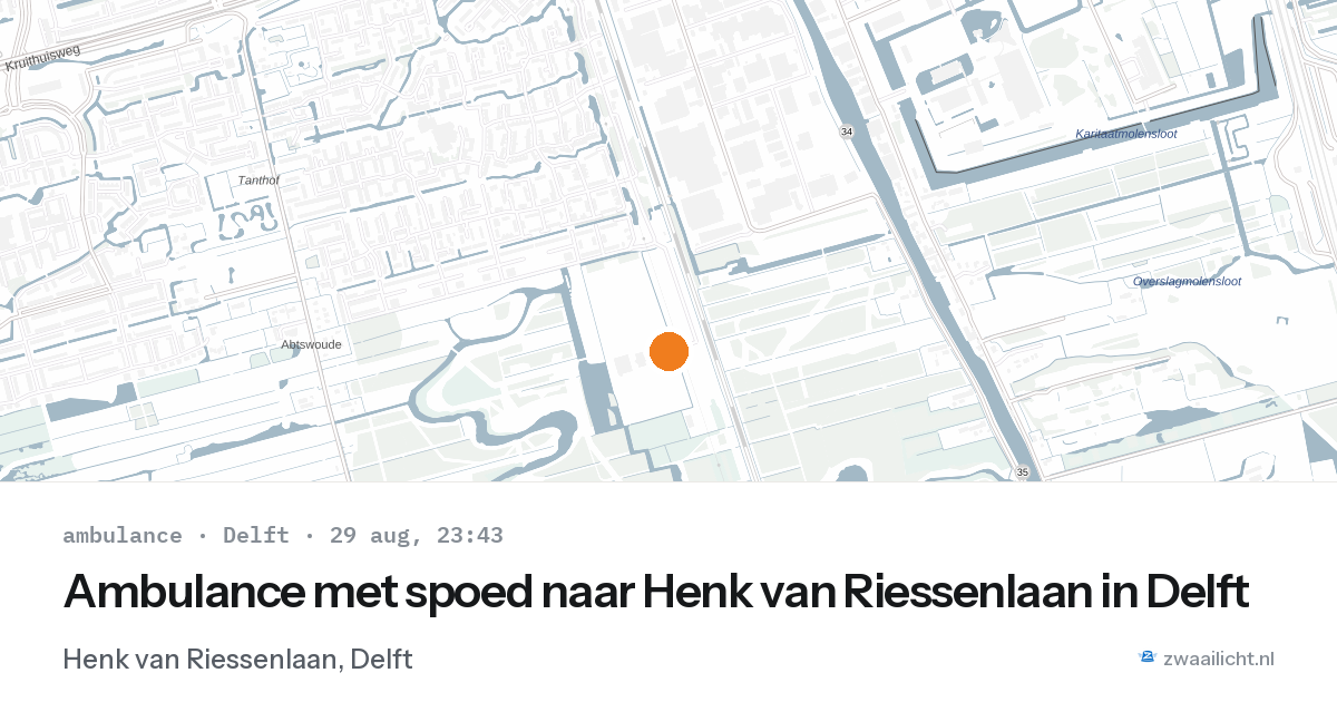 Ambulance met spoed naar Henk van Riessenlaan in Delft — 29 aug 2026