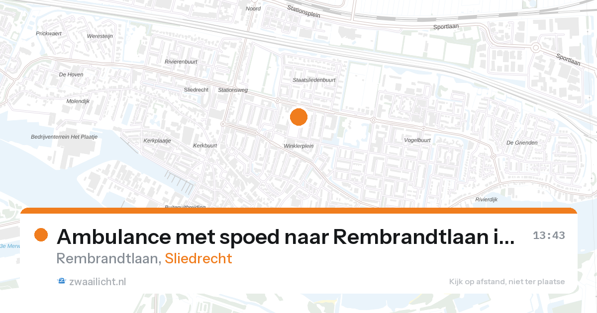 Ambulance met spoed naar Rembrandtlaan in Sliedrecht — 28 aug 2026