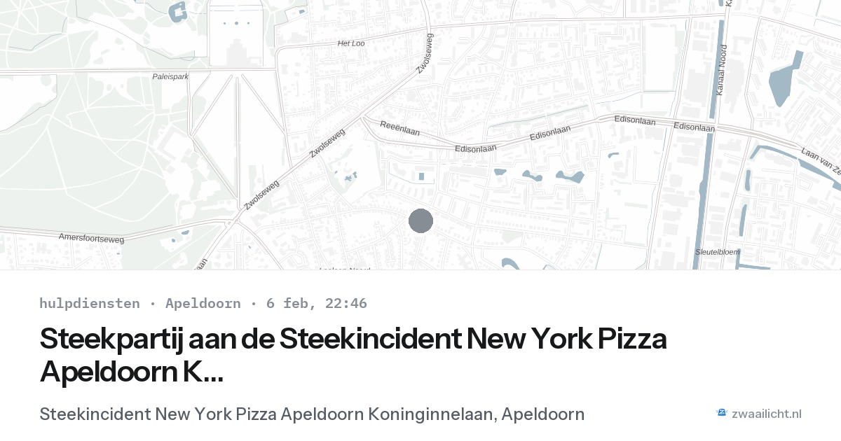 Steekpartij aan de Steekincident New York Pizza Apeldoorn Koninginnelaan in Apeldoorn — 6 feb 2026