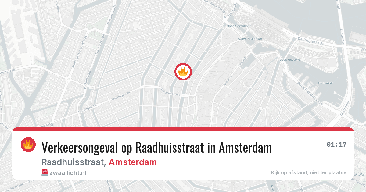 Verkeersongeval op Raadhuisstraat in Amsterdam — 1 aug 2026