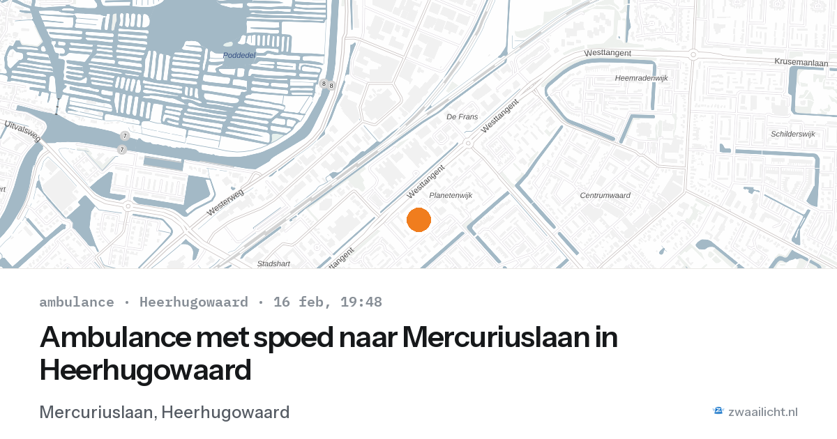Ambulance met spoed naar Mercuriuslaan in Heerhugowaard — 16 feb 2026