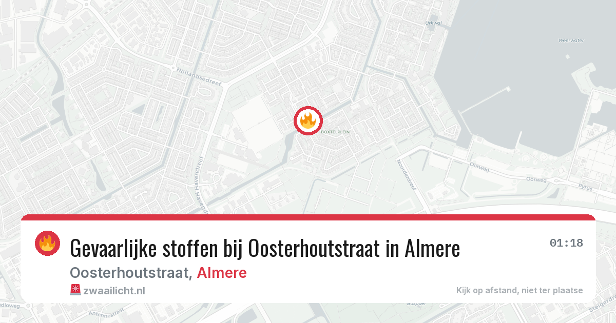 Gevaarlijke stoffen bij Oosterhoutstraat in Almere — 31 jul 2026