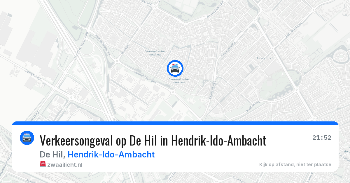 Verkeersongeval op De Hil in Hendrik-Ido-Ambacht — 13 apr 2026