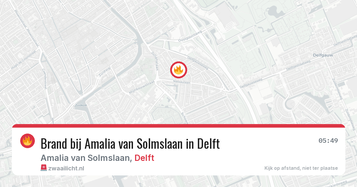 Brand bij Amalia van Solmslaan in Delft — 2 jul 2026
