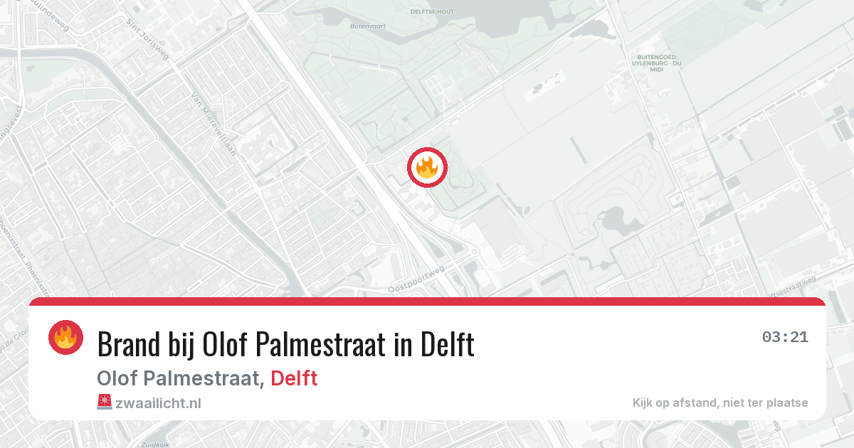 Brand bij Olof Palmestraat in Delft — 29 jun 2026