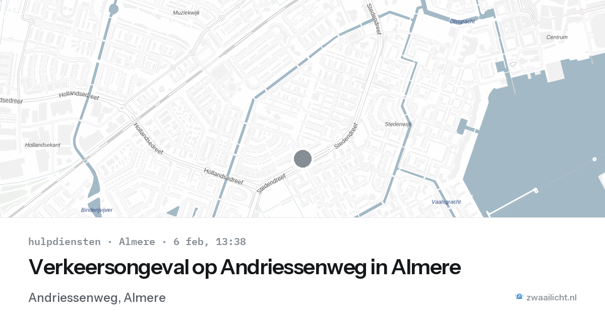 Verkeersongeval op Andriessenweg in Almere — 6 feb 2026