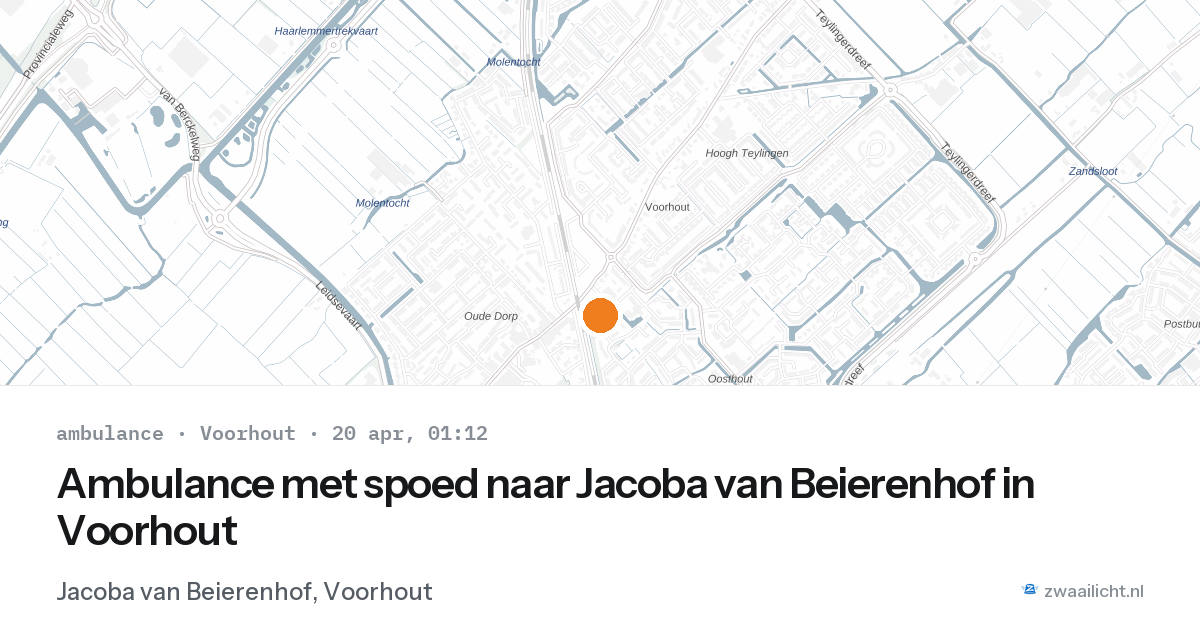 Ambulance met spoed naar Jacoba van Beierenhof in Voorhout — 19 apr 2026