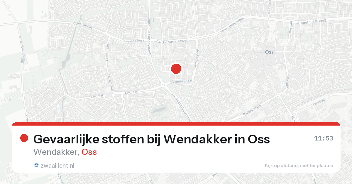 Gevaarlijke stoffen bij Wendakker in Oss — 15 aug 2026